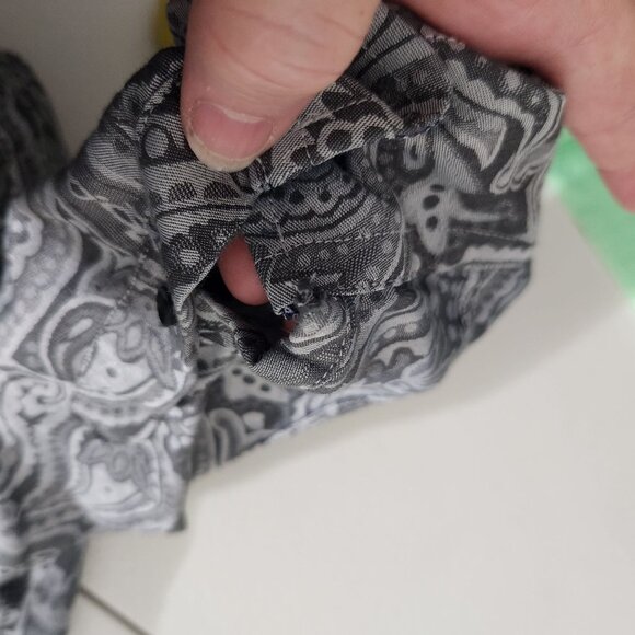 Tasso Elba Shirt Mens Large Gray Paisley Long Sleeve Button Up FLAWS - Picture 12 of 13